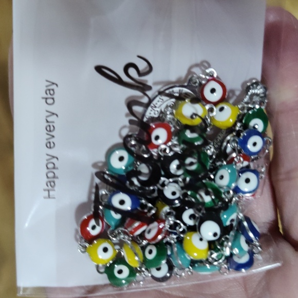 Evil eye silver color and multi colored rosary absolutely beautiful  unisex - Picture 10 of 10
